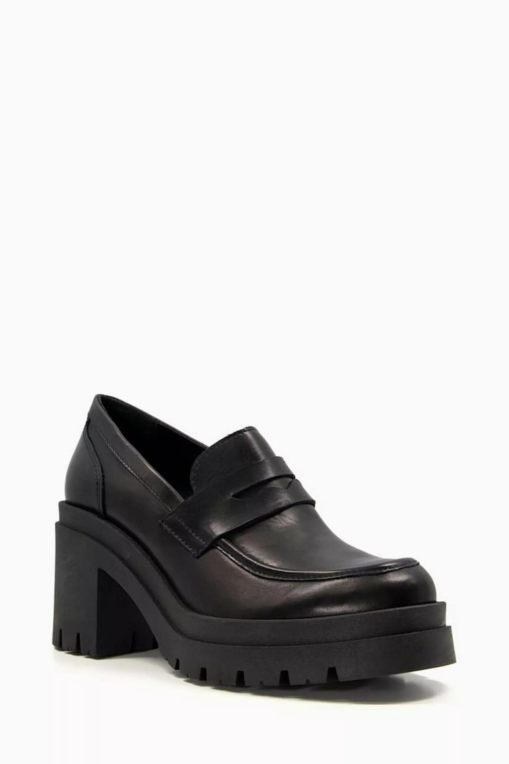 Dune London Grounded Block Heel Penny Black Loafers 4 Dune London Grounded Block Heel Penny Black Loafers - Image 2