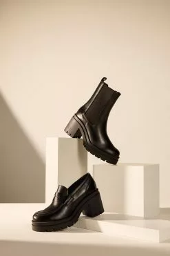 Dune London Grounded Block Heel Penny Black Loafers 12 Dune London Grounded Block Heel Penny Black Loafers -Style Sole Zone C19099s5