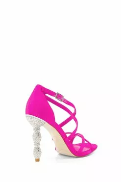 Dune London Pink Marvelled Crystal Heel Strappy Sandals -Style Sole Zone C37210s3
