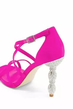 Dune London Pink Marvelled Crystal Heel Strappy Sandals -Style Sole Zone C37210s5