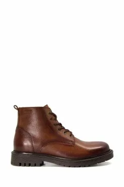 Dune London Crainey Grain Plain Toe Brown Boots