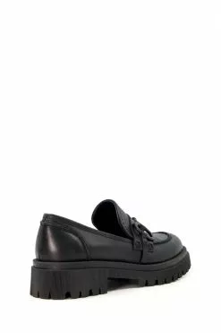 Dune London Goodness Snaffle Trim Cleated Black Shoes -Style Sole Zone C46401s3