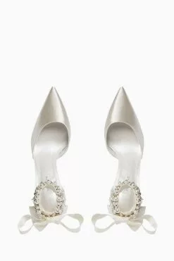 Dune London Natural Clarette Embellished Ankle Strap Wedding Shoes -Style Sole Zone C47848s3