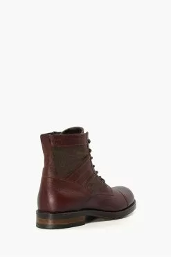 Dune London Cornered Canvas Panelled Toeca Brown Boots -Style Sole Zone C58150s3