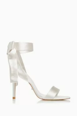 Dune London White Mirelle Satin Ribbon Tie Sandals