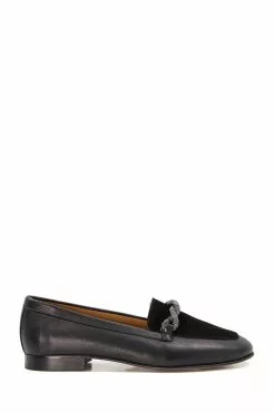 Dune London Gracianna Diamante Twist Rope Black Loafers