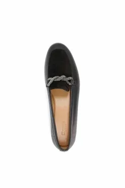 Dune London Gracianna Diamante Twist Rope Black Loafers -Style Sole Zone C85943s4