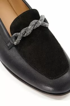 Dune London Gracianna Diamante Twist Rope Black Loafers -Style Sole Zone C85943s5