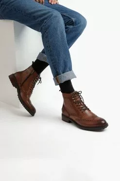 Dune London Natural Colonels Eyelet Brogue Boots -Style Sole Zone C86083s5