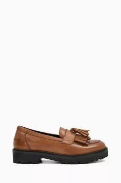 Dune London Natural Guardian Kilted Tassel Eva Loa Shoes