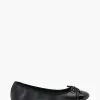 Dune London Wide Fit Hartlyn Black Toe Cap Bow Ballerinas