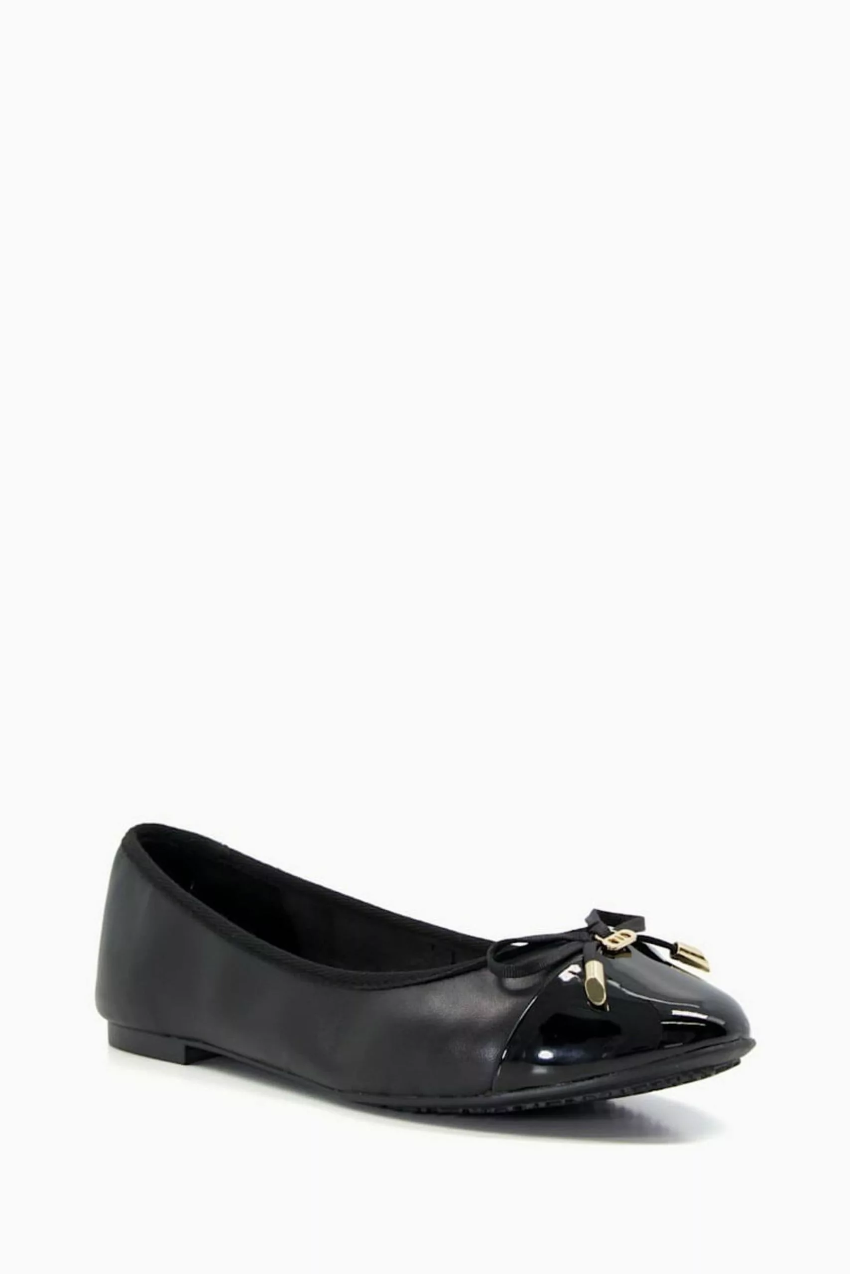 Dune London Wide Fit Hartlyn Black Toe Cap Bow Ballerinas 4 Dune London Wide Fit Hartlyn Black Toe Cap Bow Ballerinas - Image 2