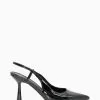 Dune London Wide Fit Cabanna Oval Sprayed Black Heels -Style Sole Zone D02476s