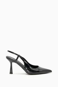 Dune London Wide Fit Cabanna Oval Sprayed Black Heels