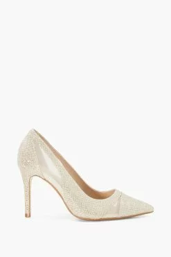 Dune London Wide Fit Gold Banquet Mesh Cut-Out Courts