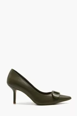 Dune London Green Brioni Two Pointed Toe High Stiletto Heel Court Shoes