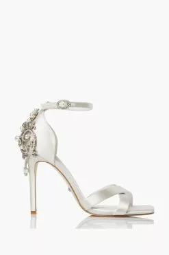 Dune London Natural Maridel Embellished Cross Strap Wedding Sandals