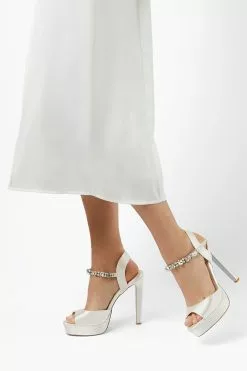 Dune London Natural Miracle Crystal Embellished Platform Wedding Sandals -Style Sole Zone D11232s5