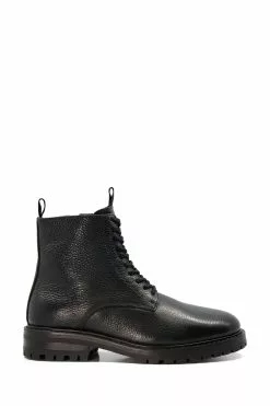 Dune London Collections Full Grain Lace-Up Black Boots