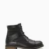 Dune London Cornered Canvas Panelled Toeca Black Boots -Style Sole Zone D16509s