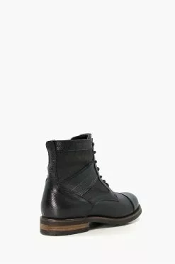 Dune London Cornered Canvas Panelled Toeca Black Boots -Style Sole Zone D16509s3