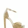 Dune London Gold Massa Ombre Hotfix Platform Sandals -Style Sole Zone D16573s