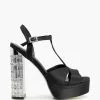 Dune London Multiply Crystal Heel T-Bar Platform Black Sandals 1 Dune London Multiply Crystal Heel T-Bar Platform Black Sandals -Style Sole Zone D34099s