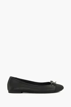 Dune London Hallo Charm Black Trim Ballet Shoes