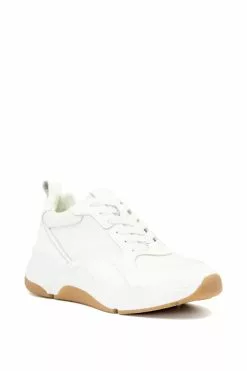 Dune London White Eagerly Mix Material Chunky Trainers -Style Sole Zone D83373s3
