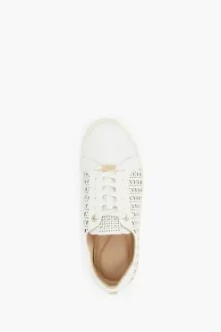 Dune London White Ease Laser Cut Slimsole Trainers -Style Sole Zone D83376s5