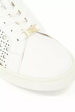 Dune London White Ease Laser Cut Slimsole Trainers -Style Sole Zone D83376s6
