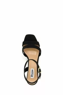 Dune London Black Molten Mid Heel Platform Sandals -Style Sole Zone D83384s4