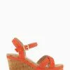 Dune London Orange Kelisa Braided Upper High Wedge Heel Sandals