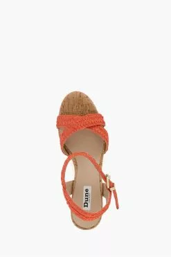 Dune London Orange Kelisa Braided Upper High Wedge Heel Sandals -Style Sole Zone D83392s4