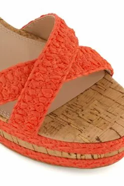 Dune London Orange Kelisa Braided Upper High Wedge Heel Sandals -Style Sole Zone D83392s5
