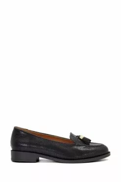 Dune London Black Global Almond Tassel Loafers