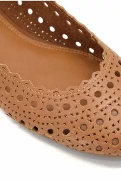 Dune London Harlows Brown Laser Cut Ballet Shoes -Style Sole Zone D83400s5