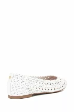 Dune London Harlows White Laser Cut Ballet Shoes -Style Sole Zone D83401s3
