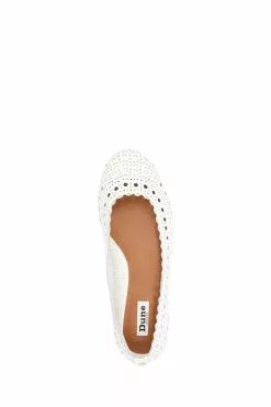 Dune London Harlows White Laser Cut Ballet Shoes -Style Sole Zone D83401s4