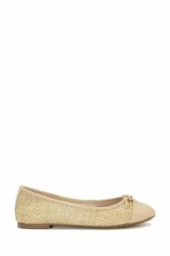 Dune London Natural Hallo Charm Trim Ballet Shoes