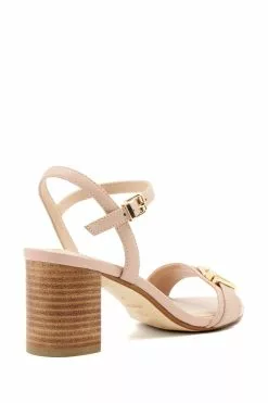 Dune London Pink Jessie Branded Buckle Block Sandals -Style Sole Zone D83414s3