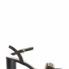Dune London Jessie Branded Buckle Block Black Sandals -Style Sole Zone D83415s