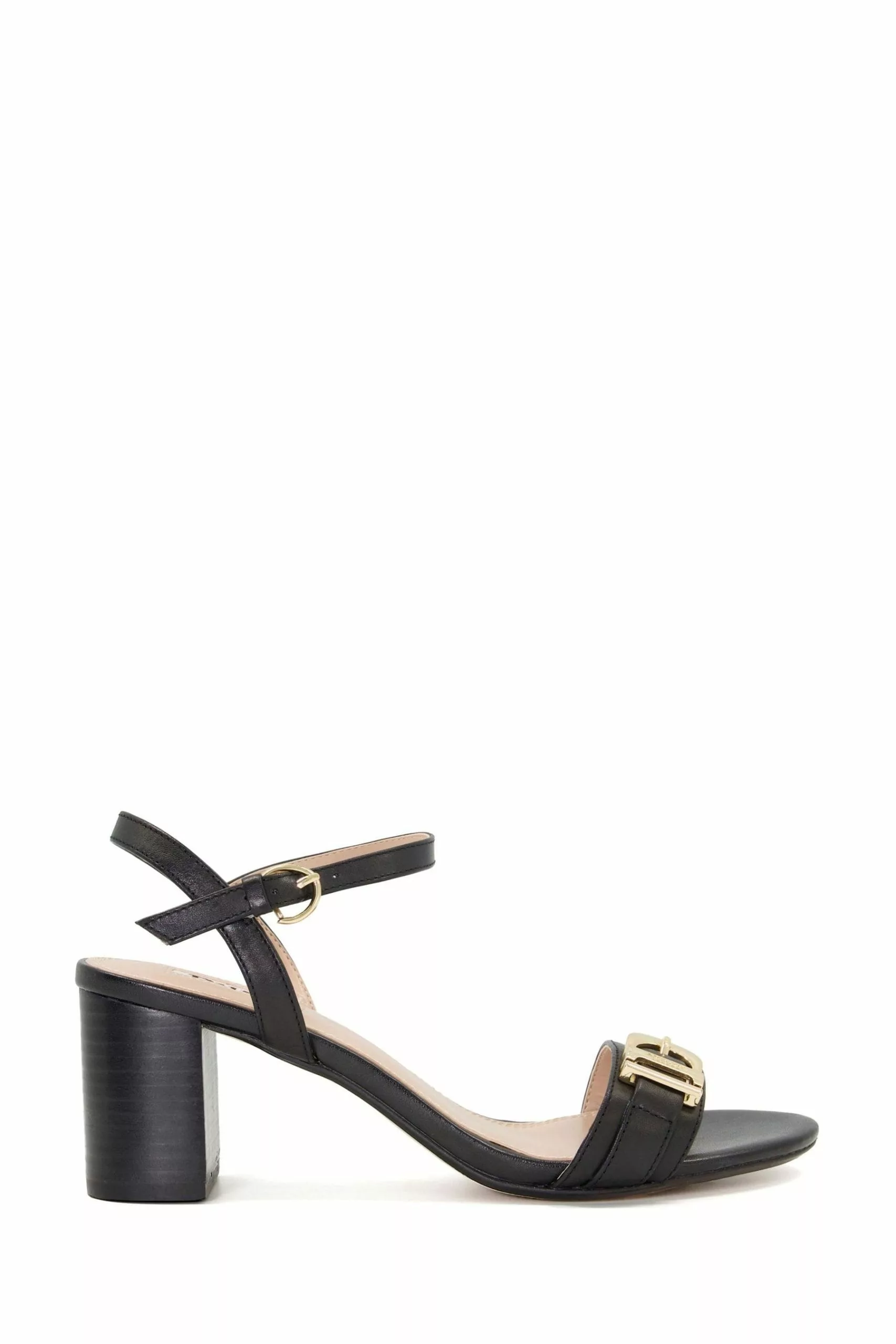 Dune London Jessie Branded Buckle Block Black Sandals 3 Dune London Jessie Branded Buckle Block Black Sandals