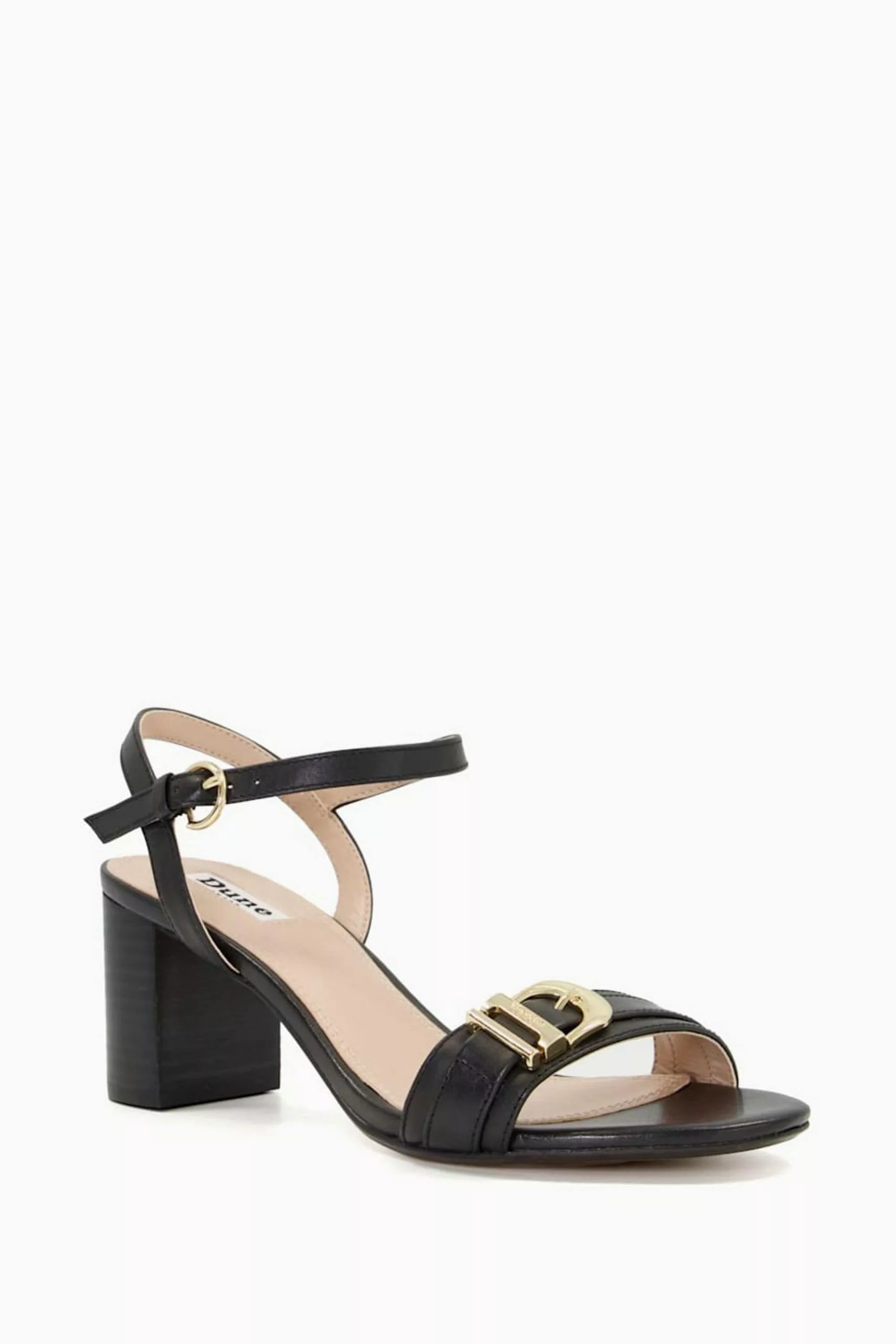 Dune London Jessie Branded Buckle Block Black Sandals 4 Dune London Jessie Branded Buckle Block Black Sandals - Image 2