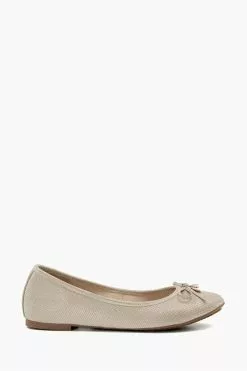Dune London Gold Hallo Charm Trim Ballet Shoes