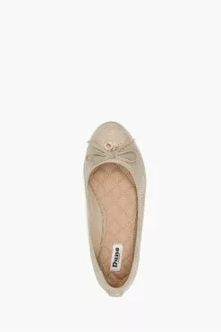 Dune London Gold Hallo Charm Trim Ballet Shoes -Style Sole Zone D83602s3