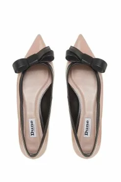 Dune London Natural Clash Pointed Toe Bow Detail Flat Shoes -Style Sole Zone M23833s3