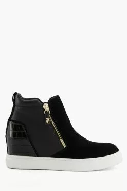 Dune London Black Enhance Concealed Wedge Trainers