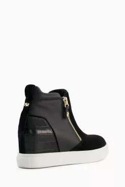 Dune London Black Enhance Concealed Wedge Trainers -Style Sole Zone M57000s3