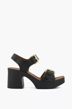 Dune London Jenies Black Buckle Platform Sandals